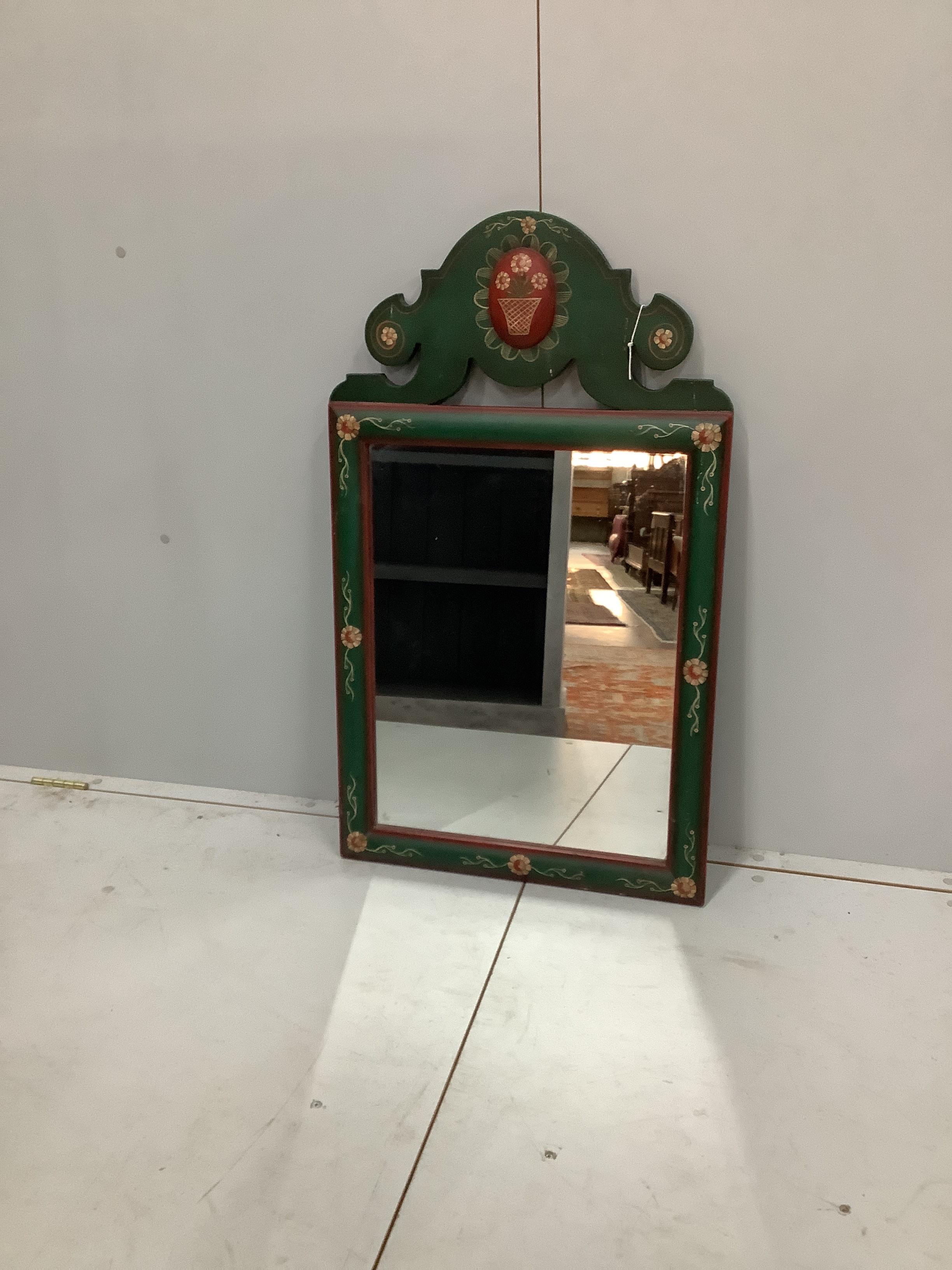 A Scandinavian painted wall mirror, width 56cm, height 96cm